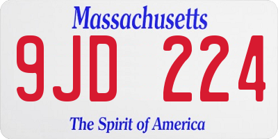 MA license plate 9JD224