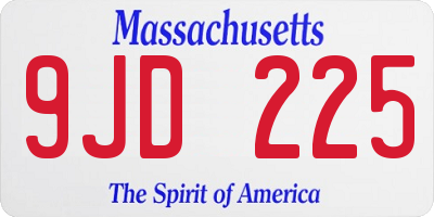 MA license plate 9JD225