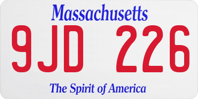 MA license plate 9JD226