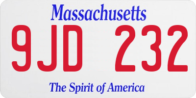 MA license plate 9JD232