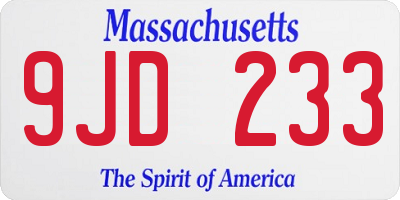MA license plate 9JD233