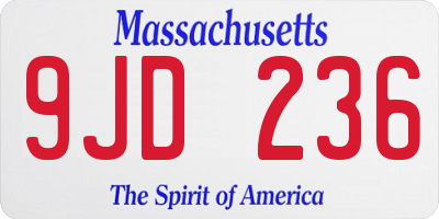 MA license plate 9JD236