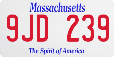 MA license plate 9JD239