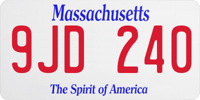 MA license plate 9JD240