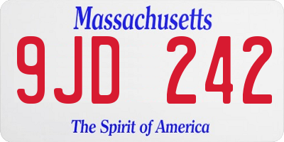 MA license plate 9JD242