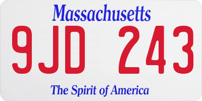 MA license plate 9JD243