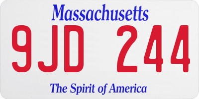 MA license plate 9JD244