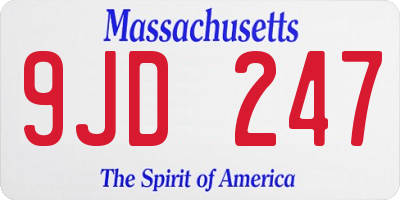 MA license plate 9JD247