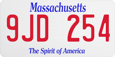 MA license plate 9JD254