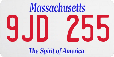 MA license plate 9JD255