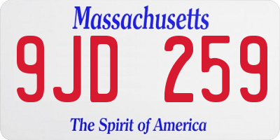 MA license plate 9JD259