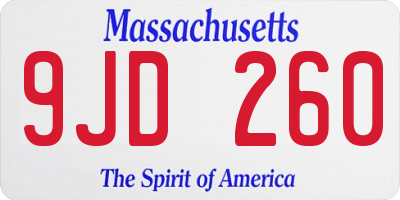 MA license plate 9JD260