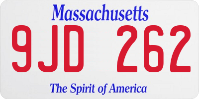 MA license plate 9JD262