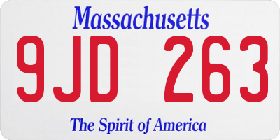 MA license plate 9JD263