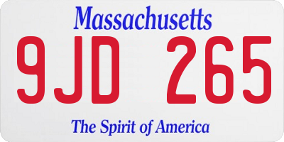 MA license plate 9JD265