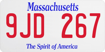 MA license plate 9JD267