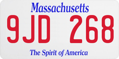 MA license plate 9JD268