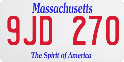 MA license plate 9JD270