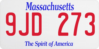 MA license plate 9JD273