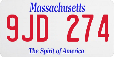MA license plate 9JD274