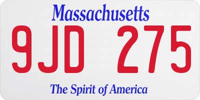 MA license plate 9JD275