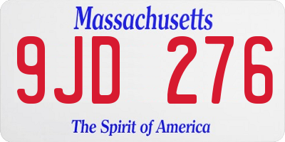 MA license plate 9JD276