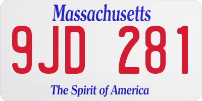 MA license plate 9JD281