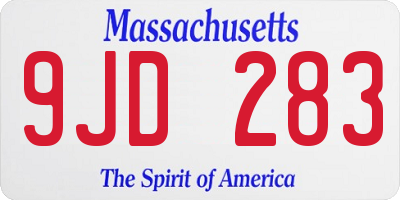 MA license plate 9JD283