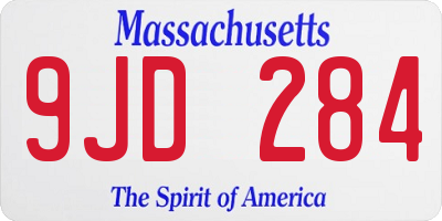 MA license plate 9JD284