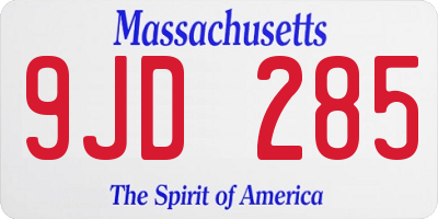 MA license plate 9JD285