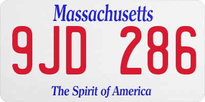 MA license plate 9JD286