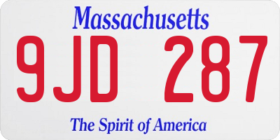 MA license plate 9JD287