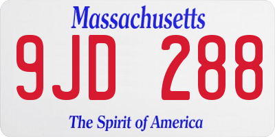 MA license plate 9JD288