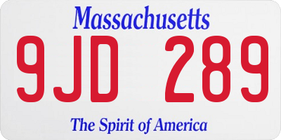 MA license plate 9JD289
