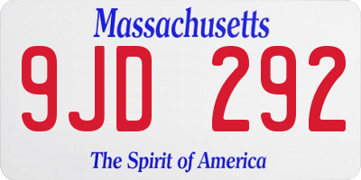 MA license plate 9JD292