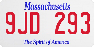 MA license plate 9JD293