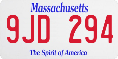 MA license plate 9JD294