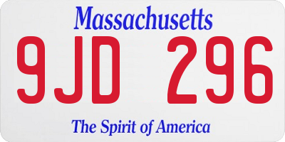 MA license plate 9JD296