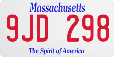MA license plate 9JD298