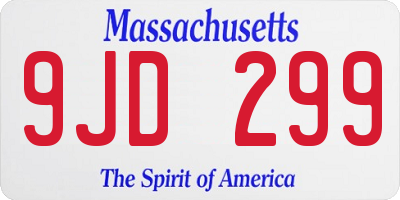 MA license plate 9JD299