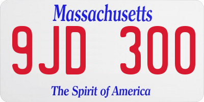 MA license plate 9JD300