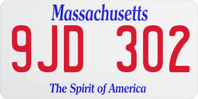 MA license plate 9JD302
