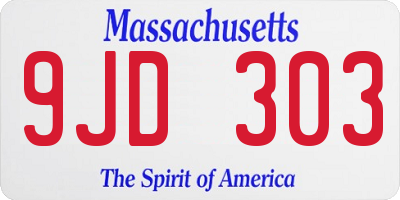 MA license plate 9JD303