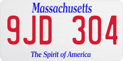 MA license plate 9JD304