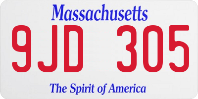 MA license plate 9JD305