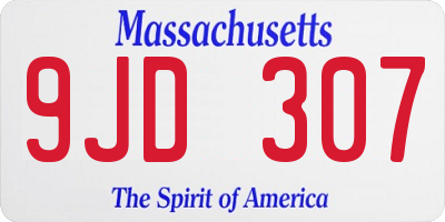 MA license plate 9JD307