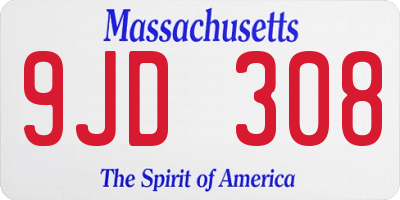 MA license plate 9JD308