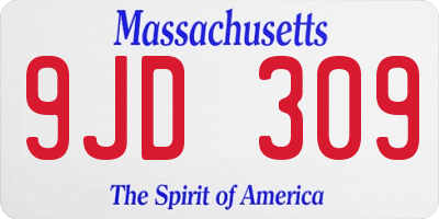 MA license plate 9JD309
