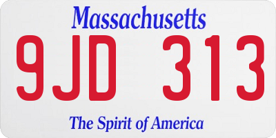MA license plate 9JD313
