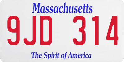 MA license plate 9JD314